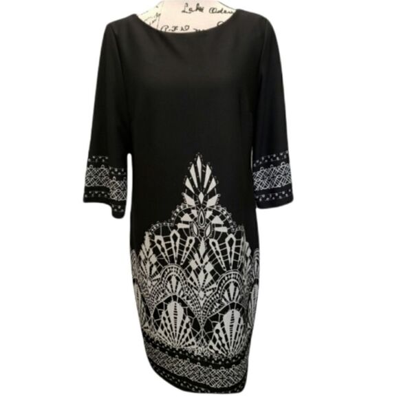 Beautiful Black & White Tunic Style Dress - Picture 1 of 4